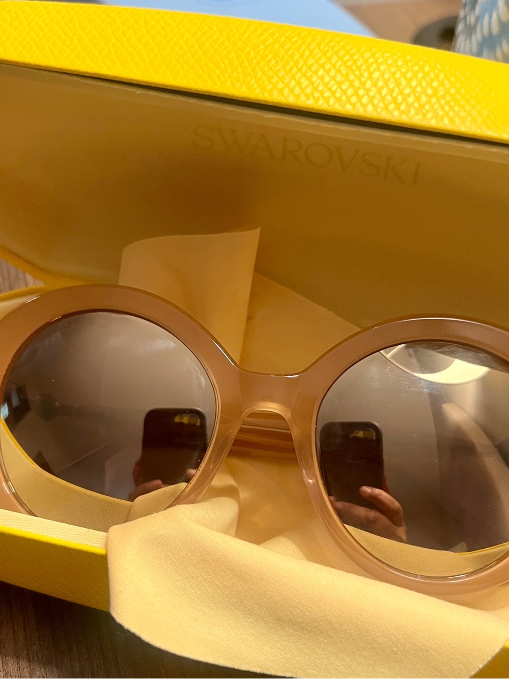 Swarovski Round Oversized Sunglasses in Light Brown